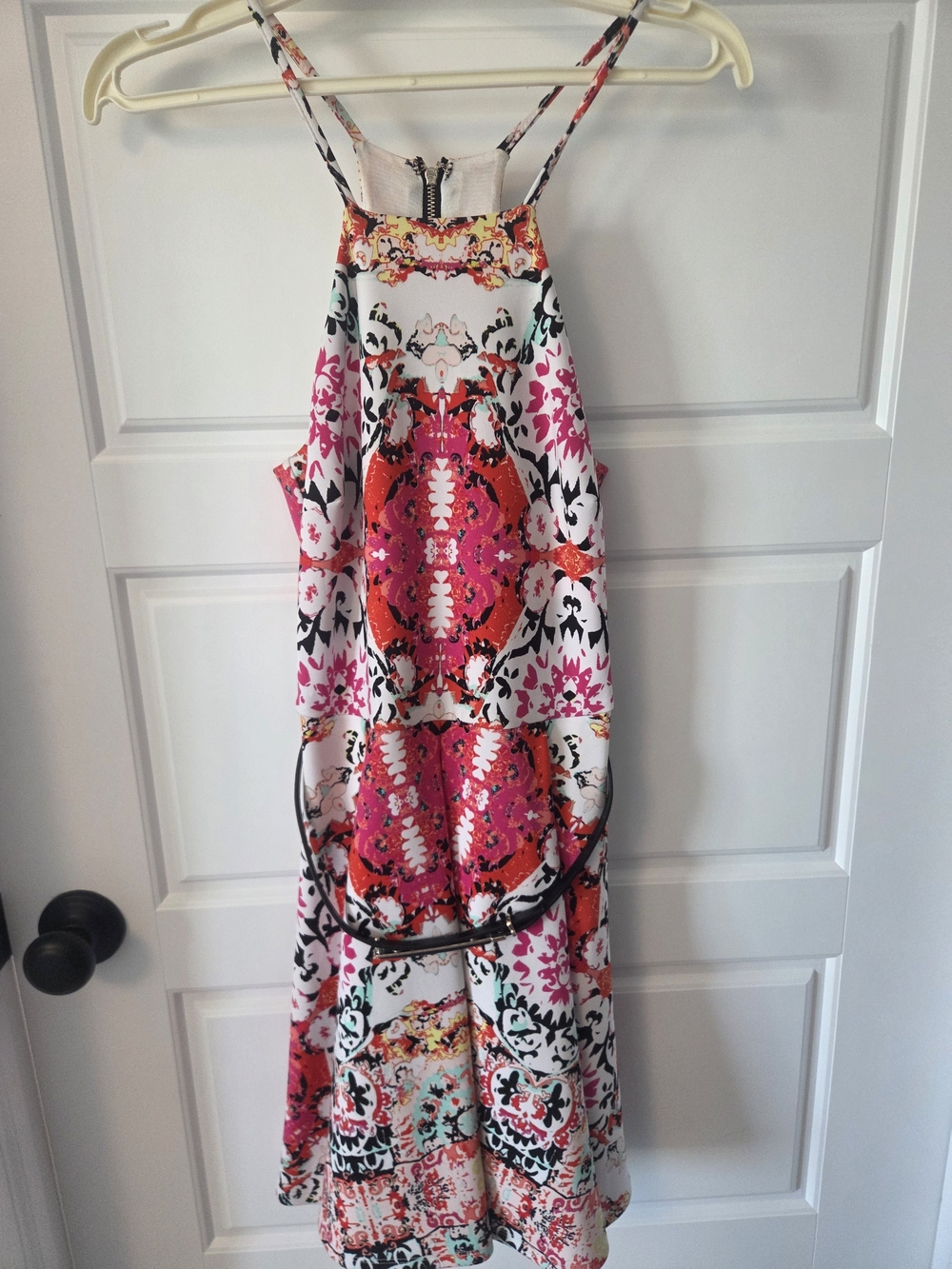bebe Pink and White Floral Halter Mini Dress